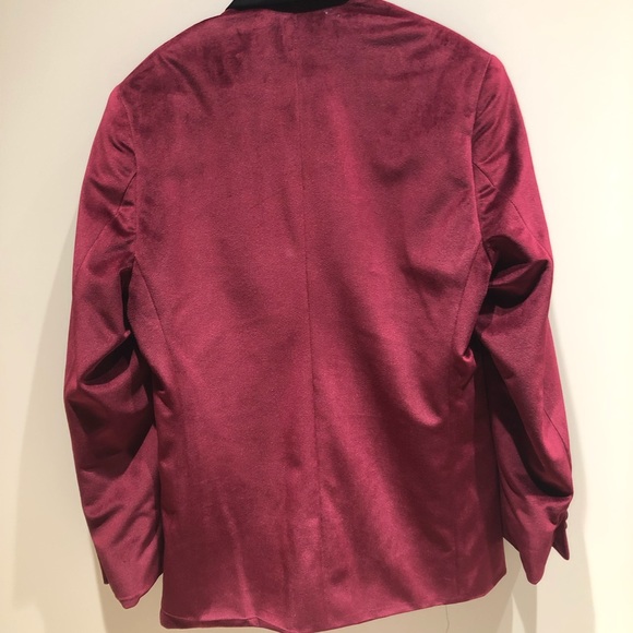 Velvet dinner jacket tuxedo blazer suit with silk lapel sz 12 kids - Picture 2 of 4